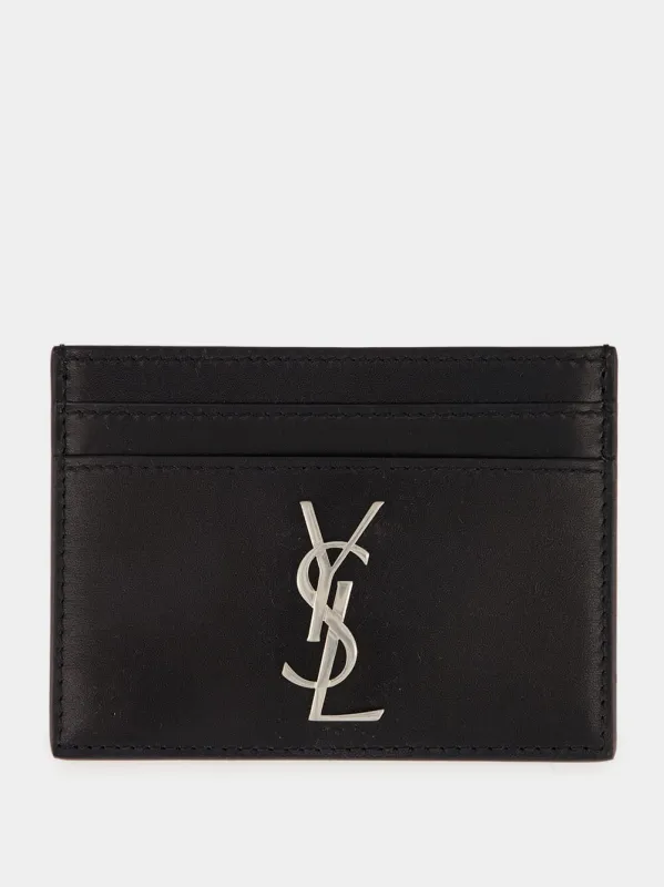 Black Cassandre Leather Card Case made by Yves Saint Laurent