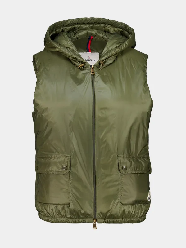 Olive Green Lansette Down Gilet made by Moncler