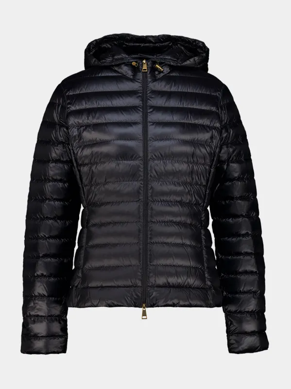 Black Igelhood Short Down Jacket made by Moncler