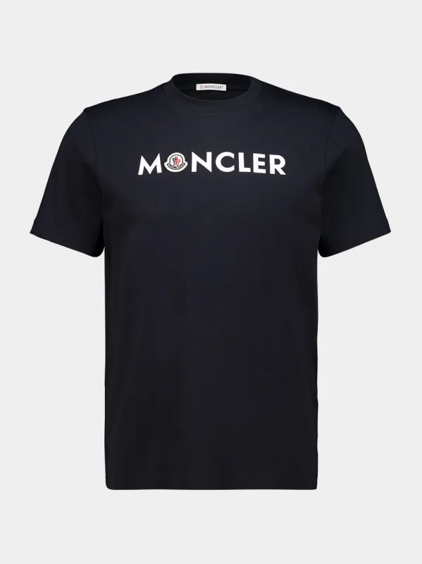 Navy Blue Logo Cotton T-Shirt made by Moncler
