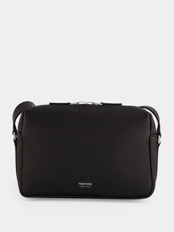 Black Grained Leather Messenger Bag made by Tom Ford