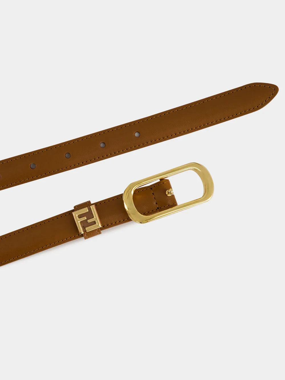 Brown Leather FF Thin Belt sold by Fashion Clinic product image thumbnail 3