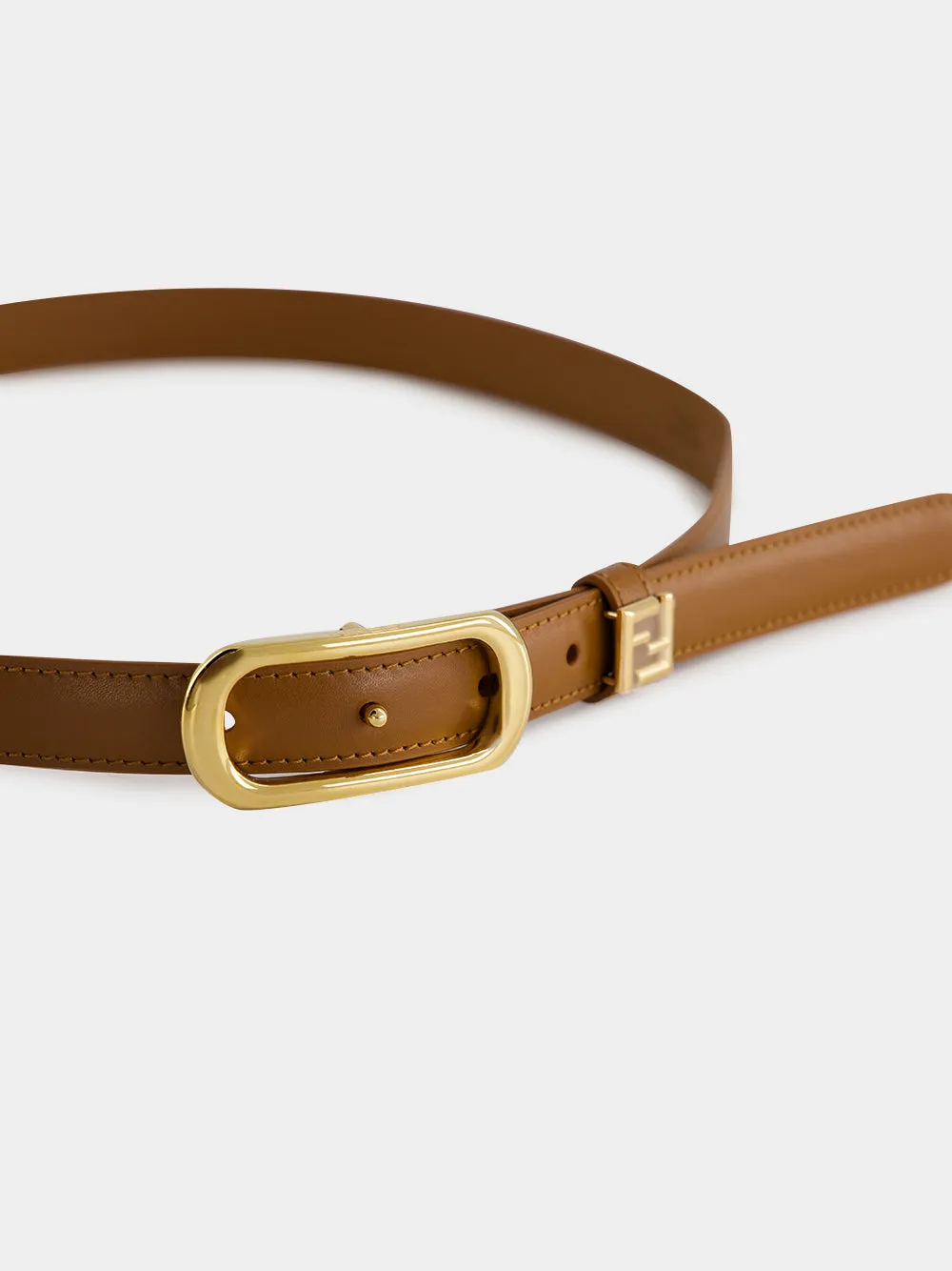 Brown Leather FF Thin Belt sold by Fashion Clinic product image thumbnail 4