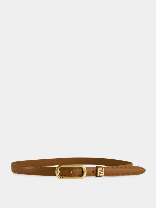 Brown Leather FF Thin Belt made by Fendi