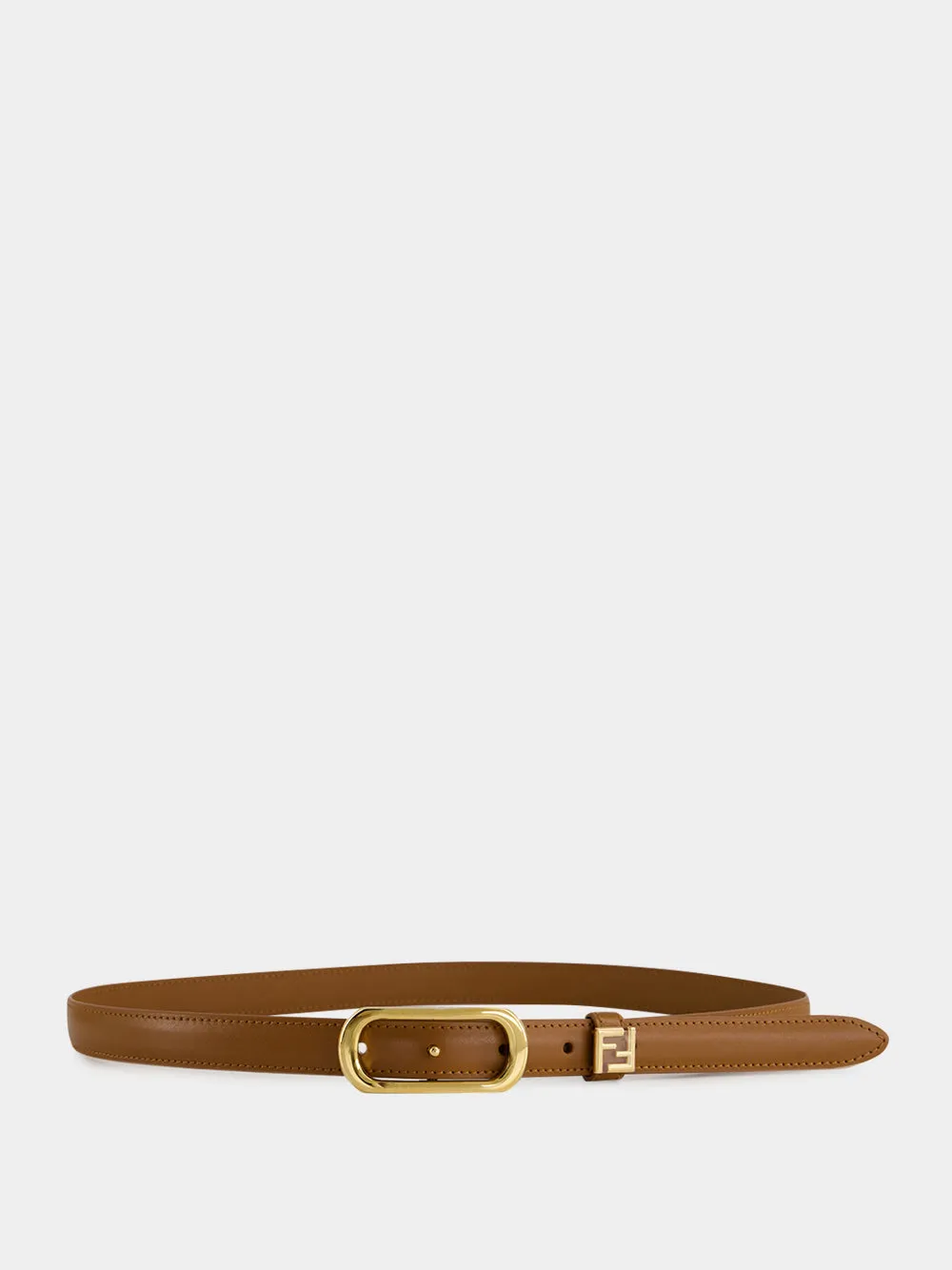 Brown Leather FF Thin Belt sold by Fashion Clinic