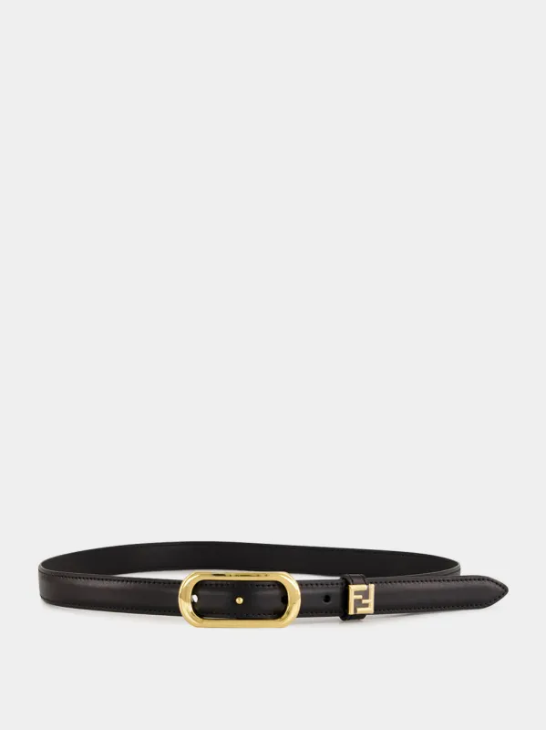 Black Leather FF Thin Belt made by Fendi