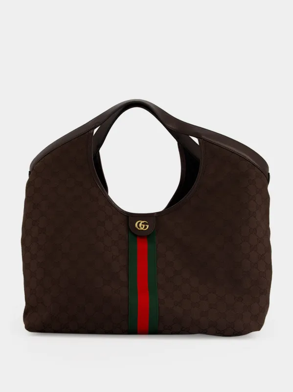 Dark Brown Giglio Large Tote Bag made by Gucci
