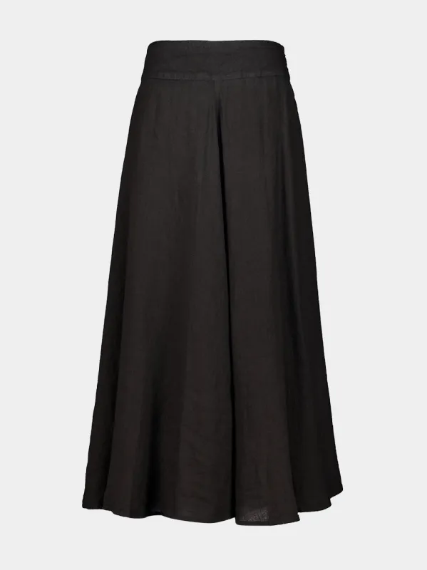 Black Cotton Linen Maxi Skirt made by Fashion Clinic