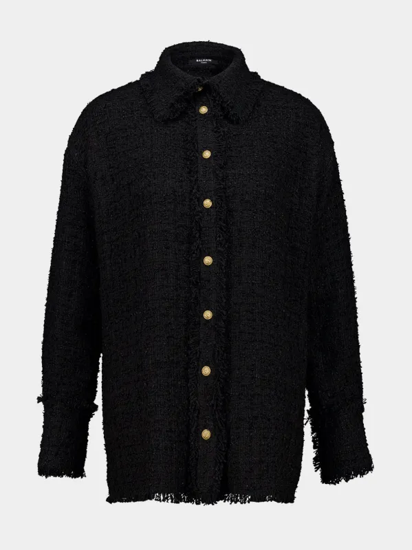Black Tweed Overshirt made by Balmain