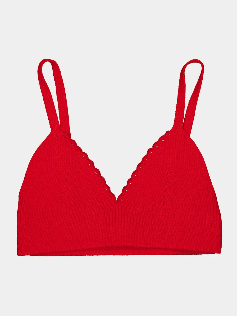 Apple Red Cropped Knit Cotton Top sold by Fashion Clinic product image thumbnail 4