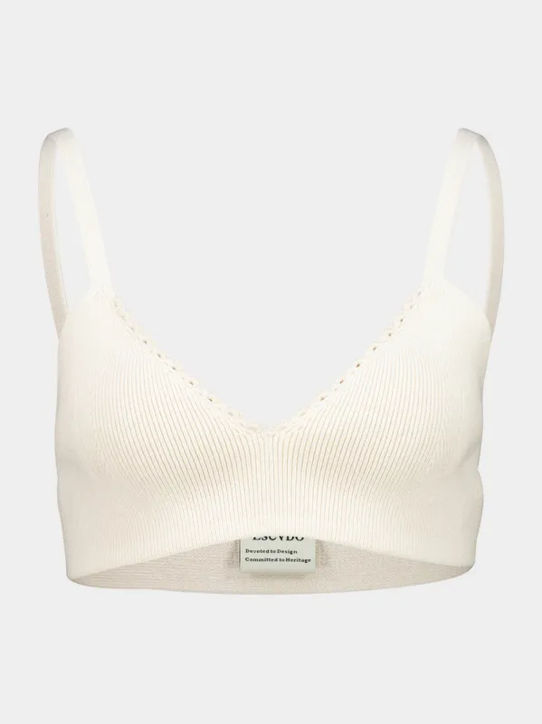 Ivory Cima Knitted Cotton Crop Top made by ESCVDO