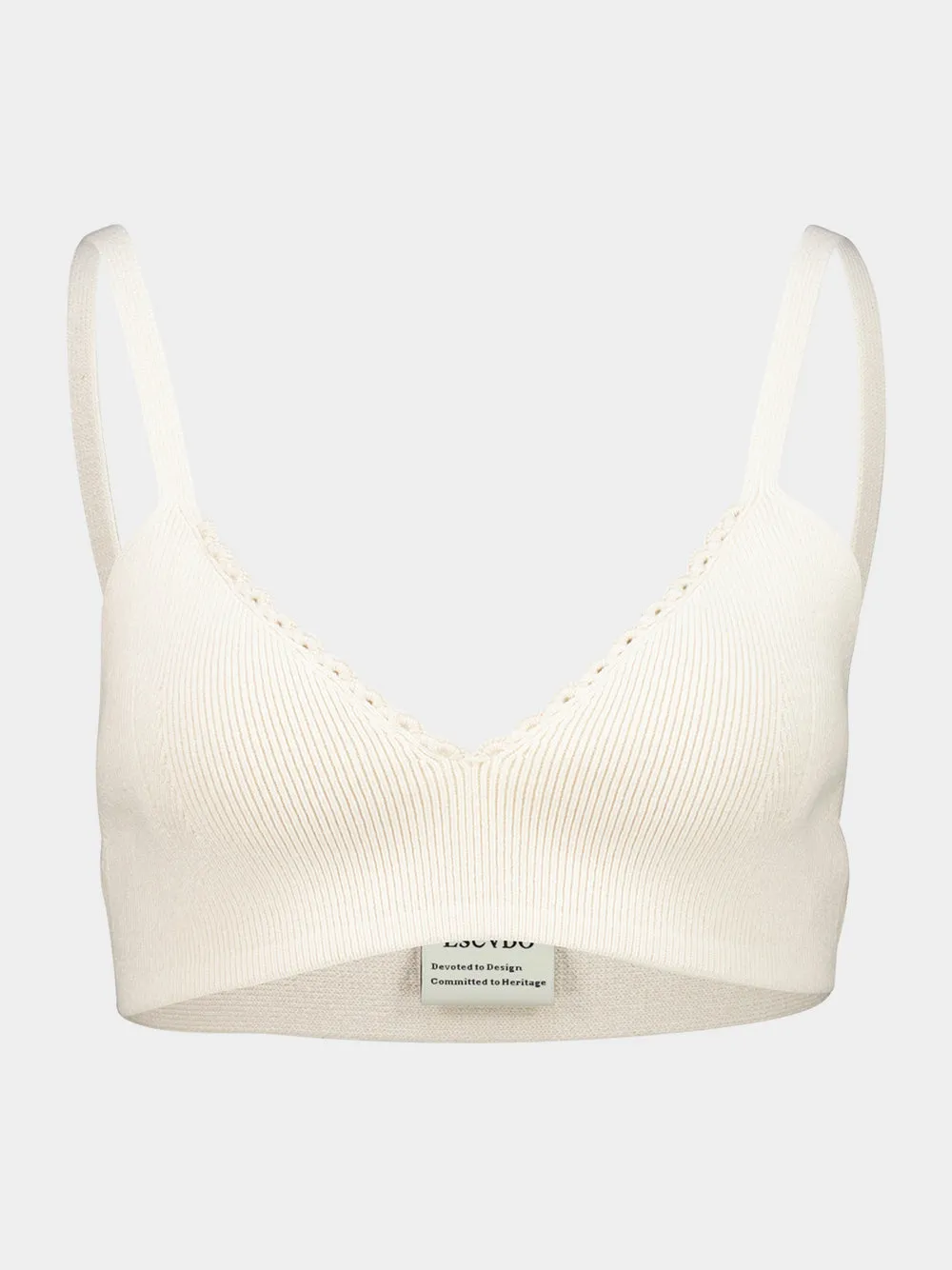 Ivory Cima Knitted Cotton Crop Top sold by Fashion Clinic