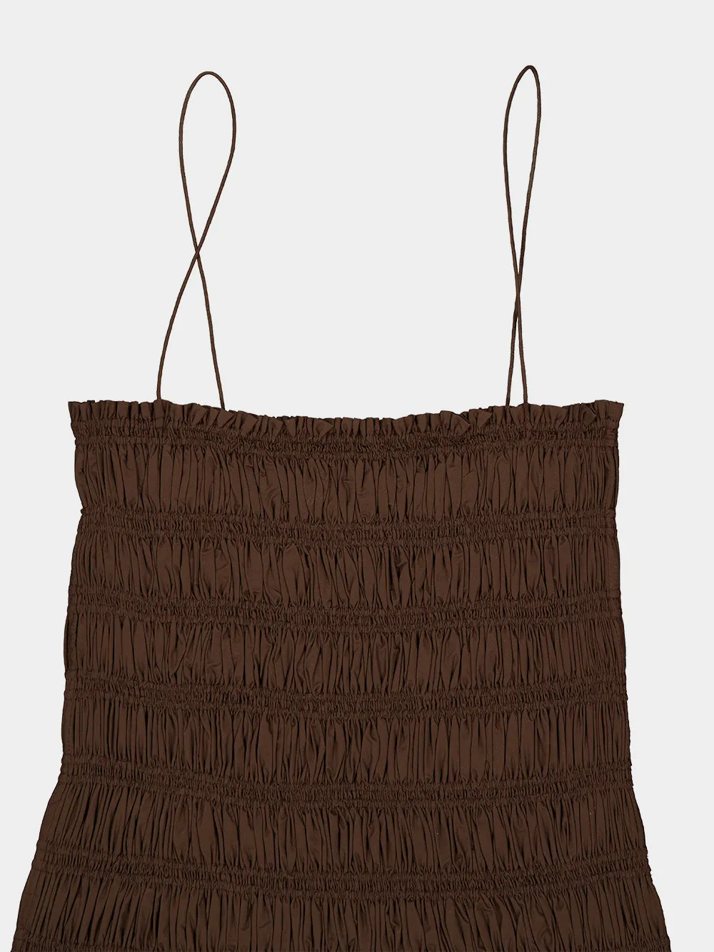 Chocolate Brown Shirred Maxi Dress sold by Fashion Clinic product image thumbnail 3