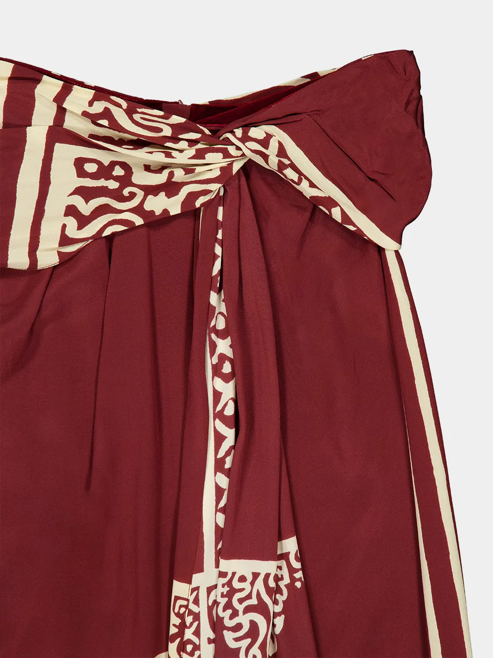 Wine Silk Geometry Print Maxi Skirt sold by Fashion Clinic product image thumbnail 3