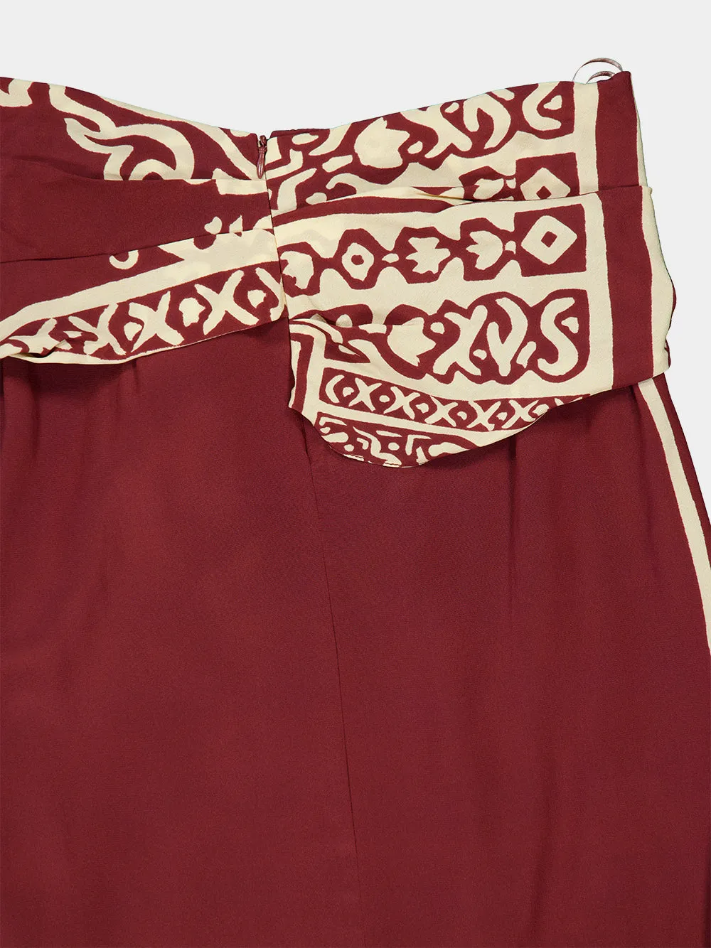 Wine Silk Geometry Print Maxi Skirt sold by Fashion Clinic product image thumbnail 4