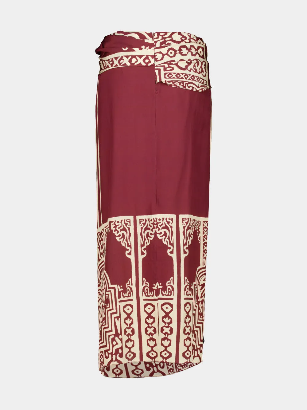 Wine Silk Geometry Print Maxi Skirt sold by Fashion Clinic product image thumbnail 2
