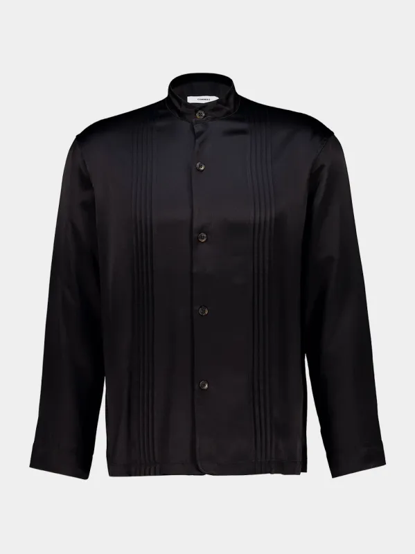 Black Pleated Silk Shirt made by comma