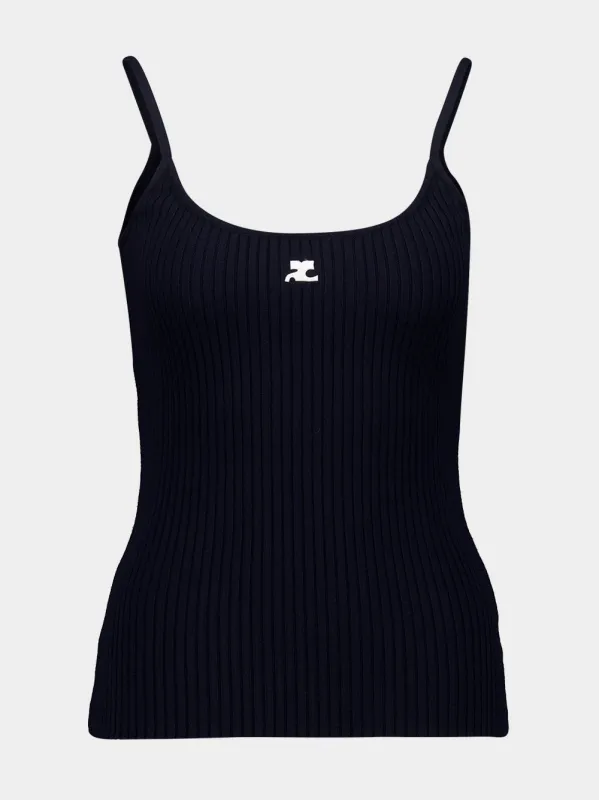 Navy Rib Knit Tank Top made by Courreges