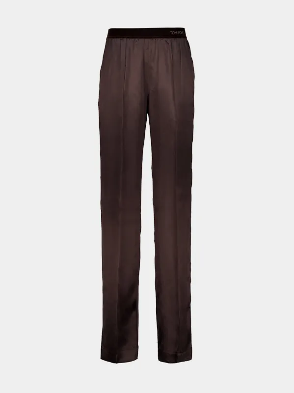 Espresso Silk Satin PJ Pants made by Tom Ford