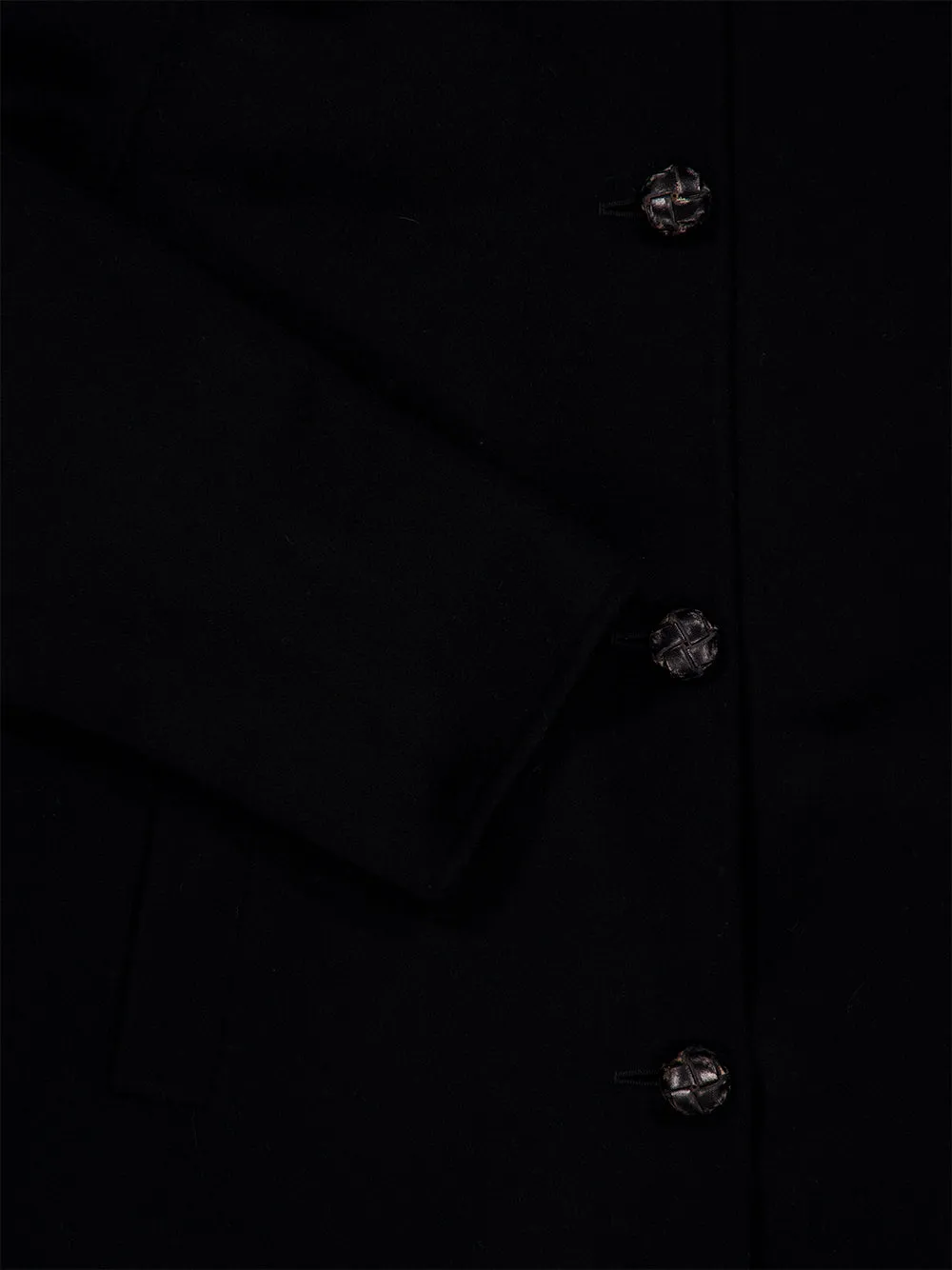 Black Virgin Wool Coat with Leather Buttons sold by Fashion Clinic product image thumbnail 4