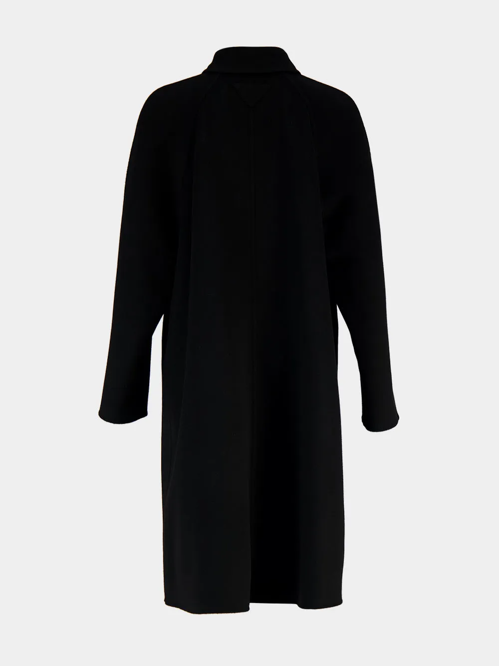 Black Virgin Wool Coat with Leather Buttons sold by Fashion Clinic product image thumbnail 2