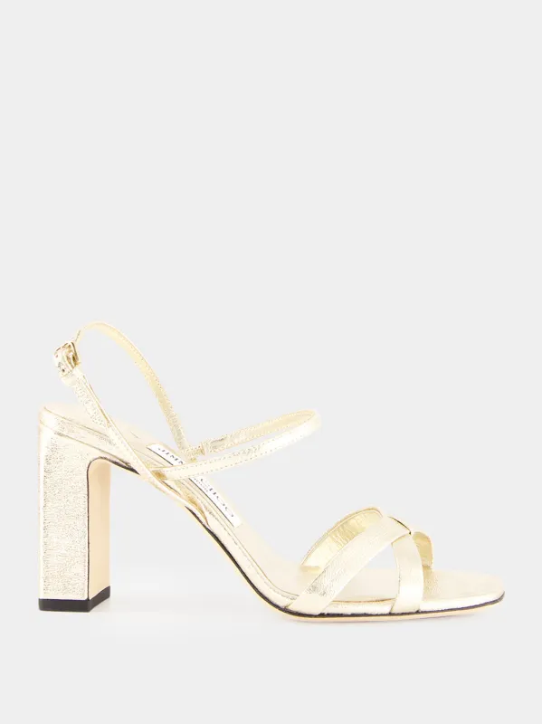 Platinum Elsy 85 Metallic Sandals made by Jimmy Choo
