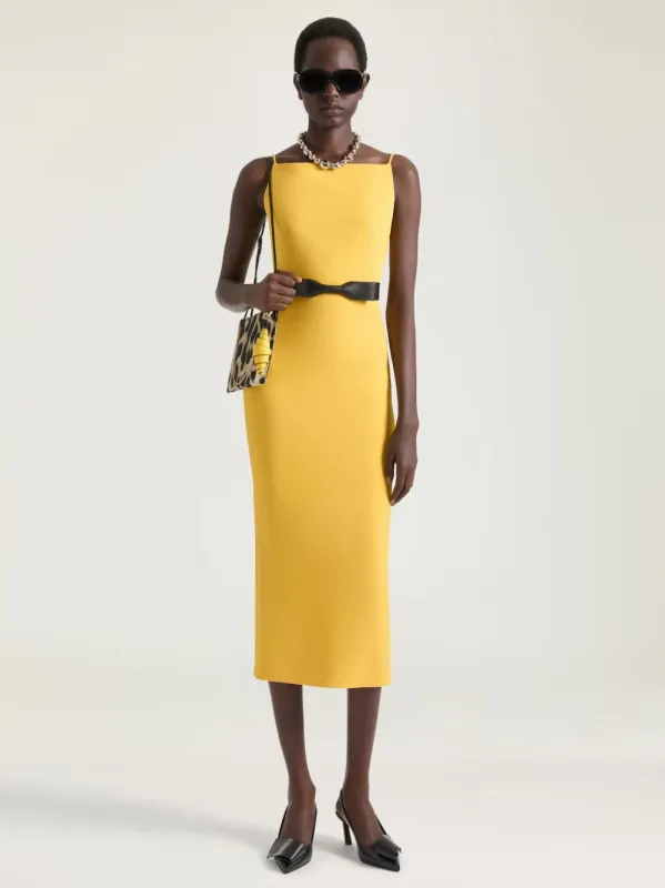 Golden Yellow Crepe Cady Midi Dress made by Givenchy