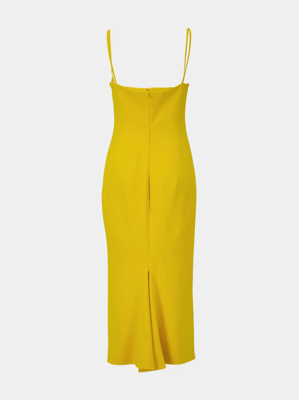 Golden Yellow Crepe Cady Midi Dress sold by Fashion Clinic product image thumbnail 4