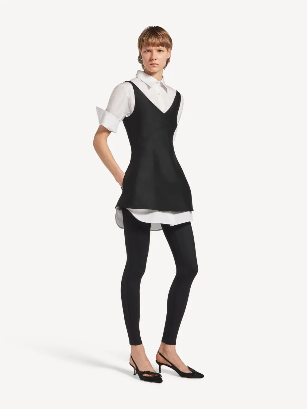 Black Hybrid Shirt Mini Dress sold by Fashion Clinic product image thumbnail 2