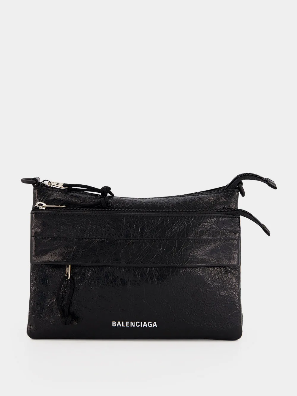 Black Explorer Double Pouch Messenger Bag sold by Fashion Clinic