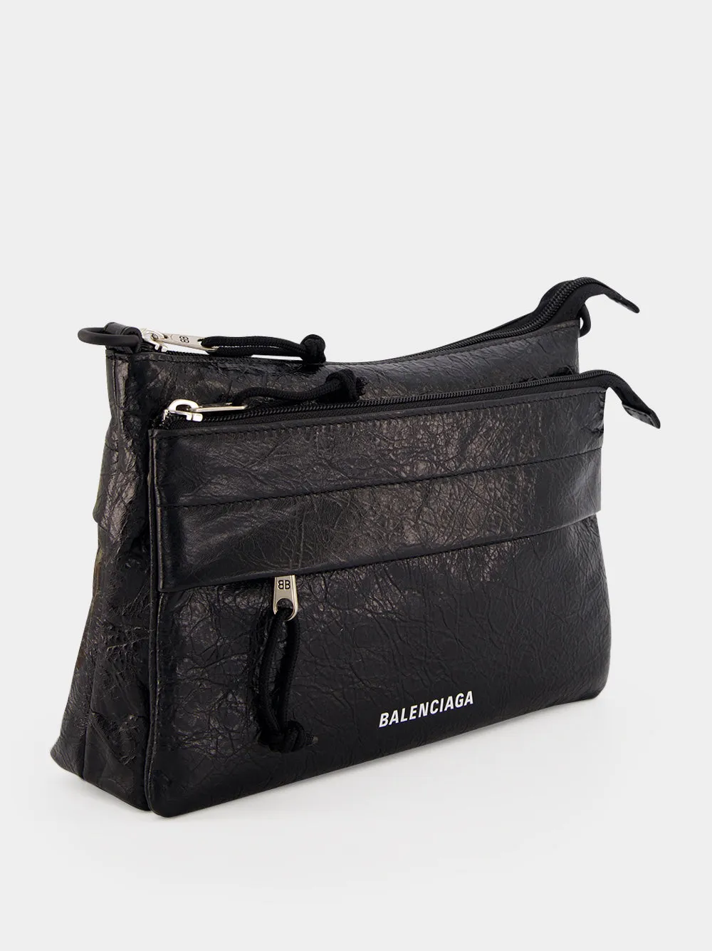 Black Explorer Double Pouch Messenger Bag sold by Fashion Clinic product image thumbnail 4