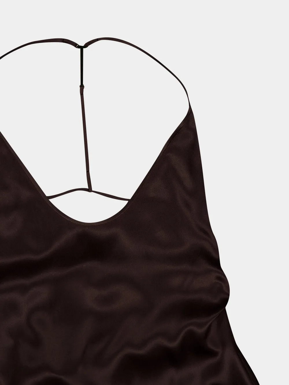 Espresso Silk Satin Halterneck Maxi Dress sold by Fashion Clinic product image thumbnail 5