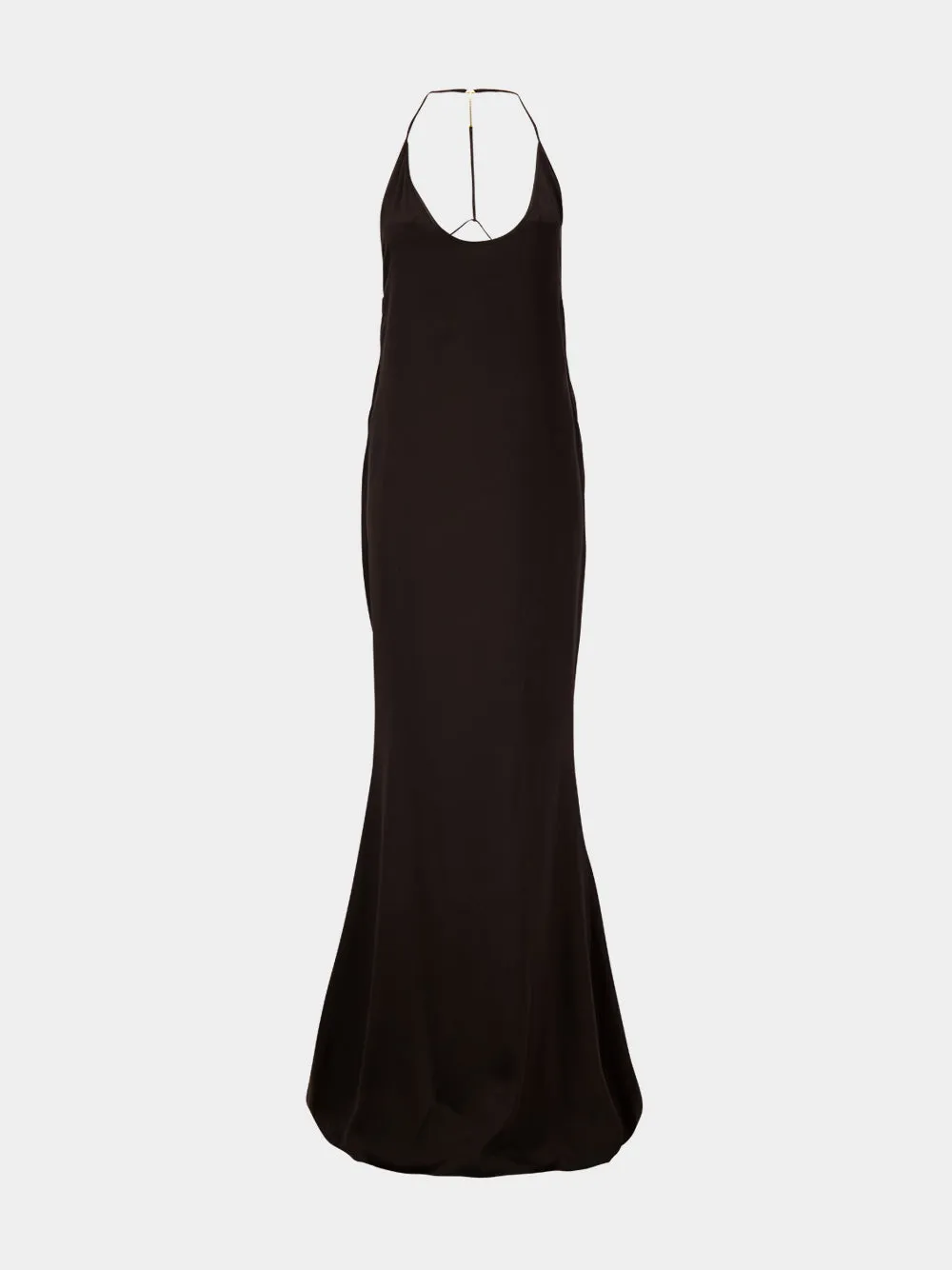Espresso Silk Satin Halterneck Maxi Dress sold by Fashion Clinic product image thumbnail 2