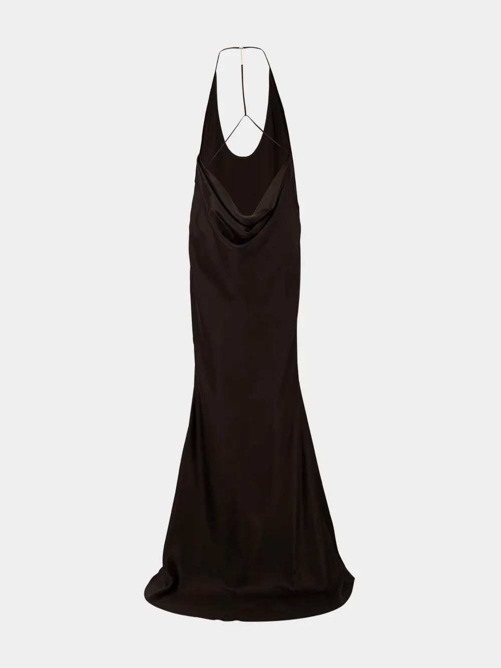 Espresso Silk Satin Halterneck Maxi Dress sold by Fashion Clinic product image thumbnail 4
