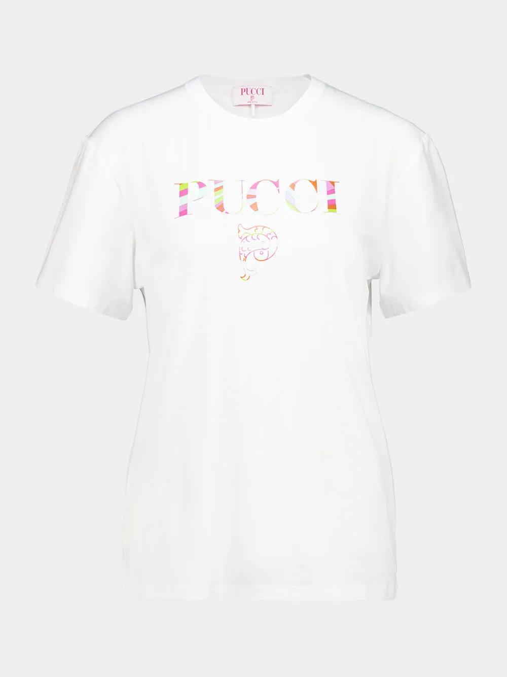 White Viscose Logo T-Shirt sold by Fashion Clinic