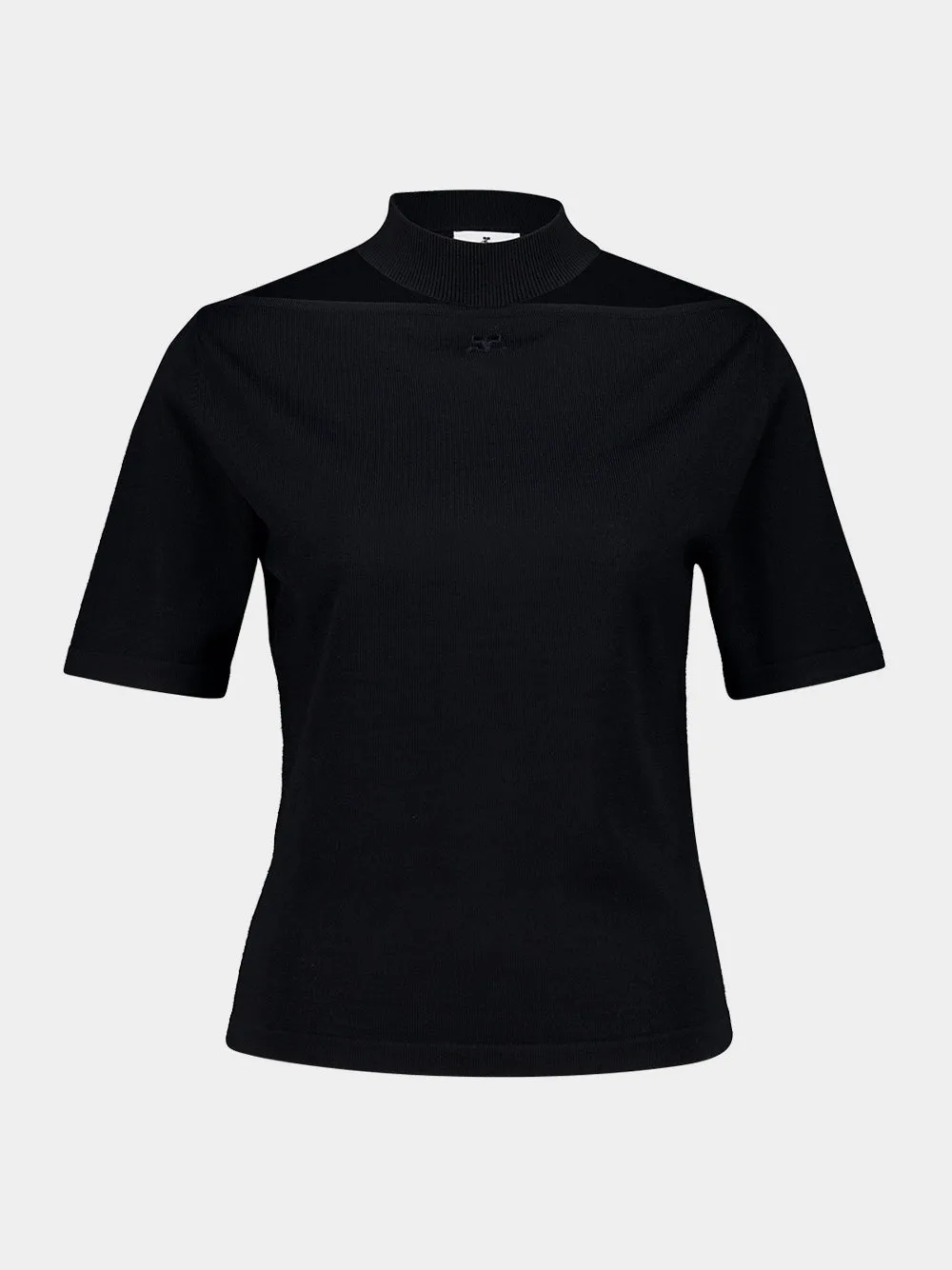 Black Merino Wool Cut-Out Top sold by Fashion Clinic