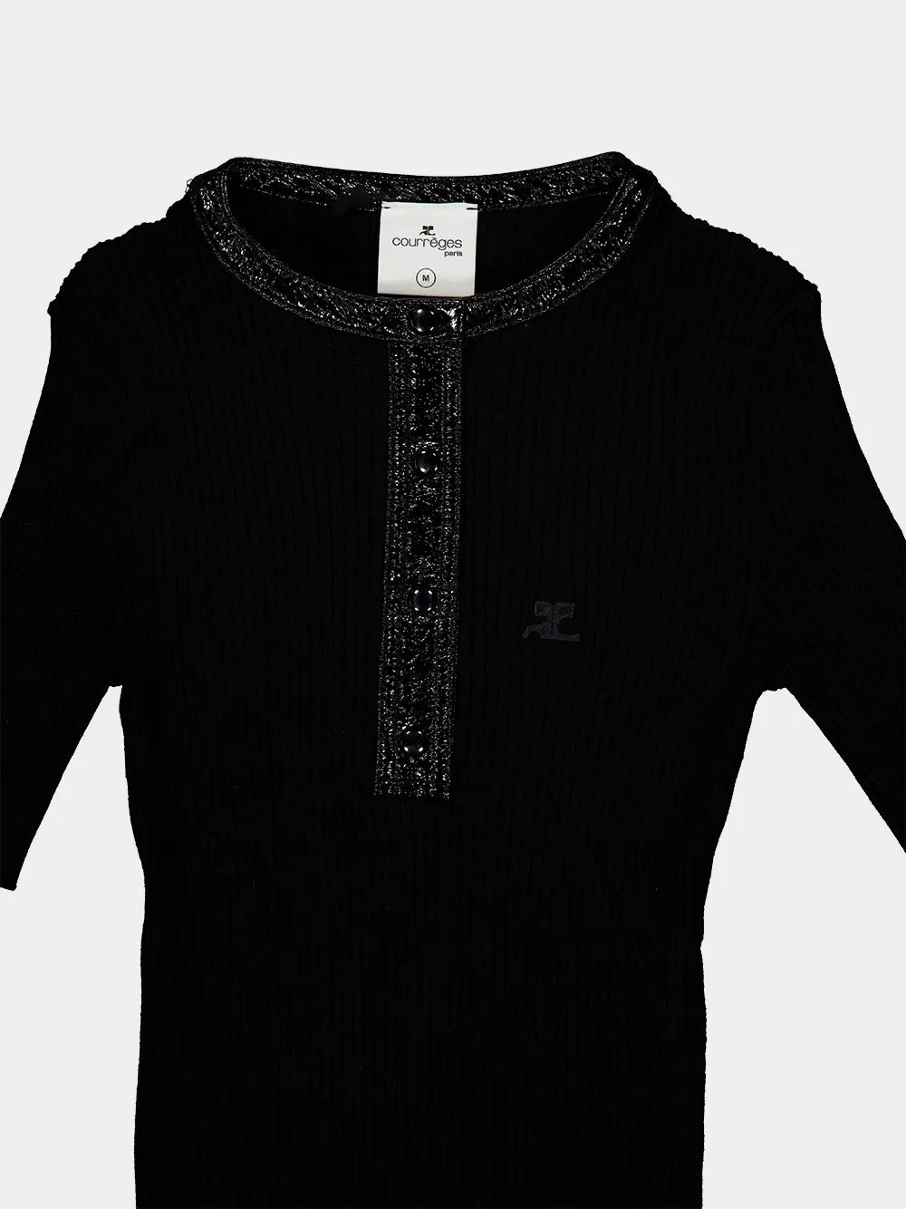Black Rib Knit Polo Top sold by Fashion Clinic product image thumbnail 5