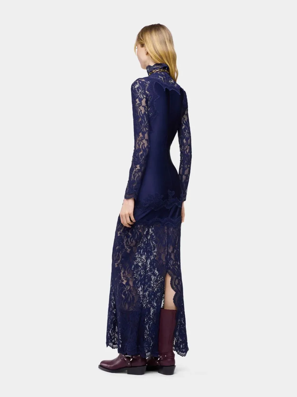 Deep Navy Lace and Jersey Maxi Dress sold by Fashion Clinic product image thumbnail 3