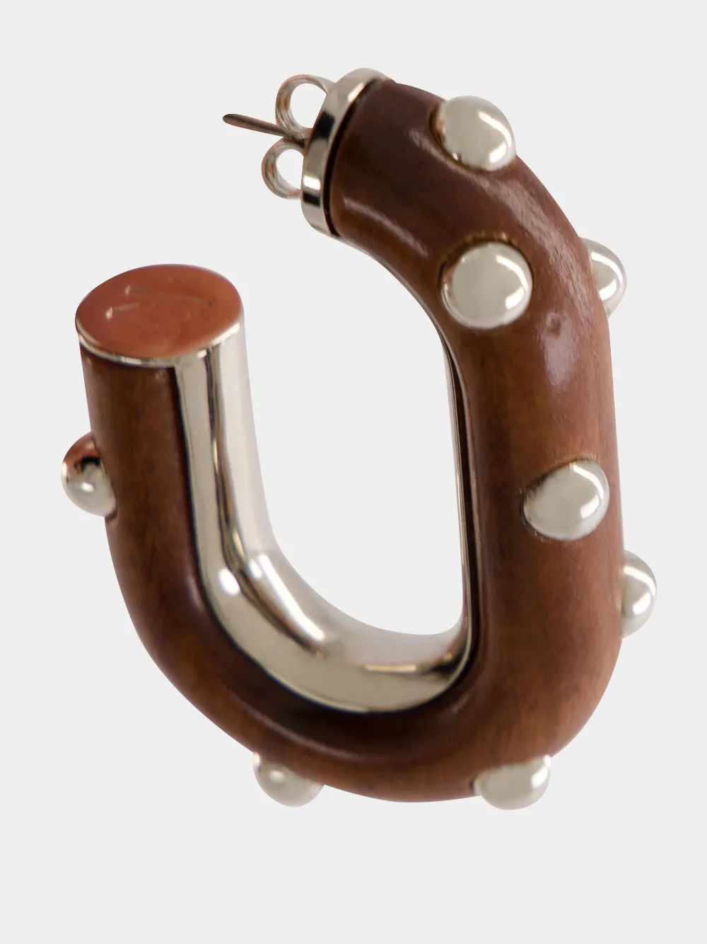 Wood and Silver XL Link Earrings sold by Fashion Clinic product image thumbnail 3