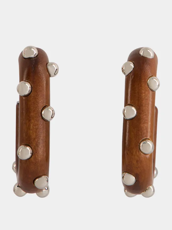 Wood and Silver XL Link Earrings made by Rabanne
