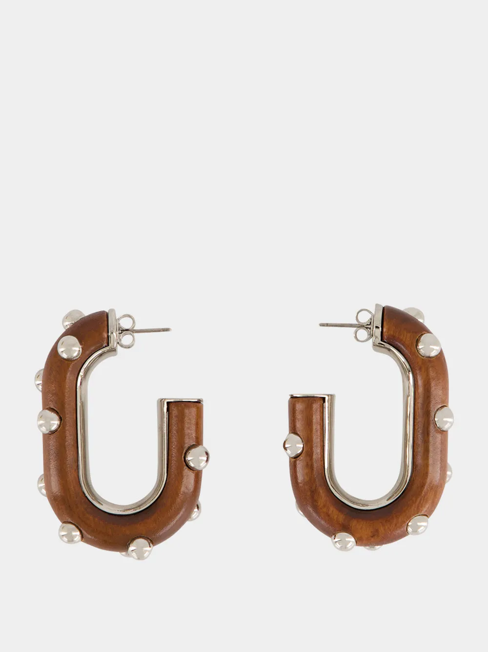 Wood and Silver XL Link Earrings sold by Fashion Clinic product image thumbnail 2