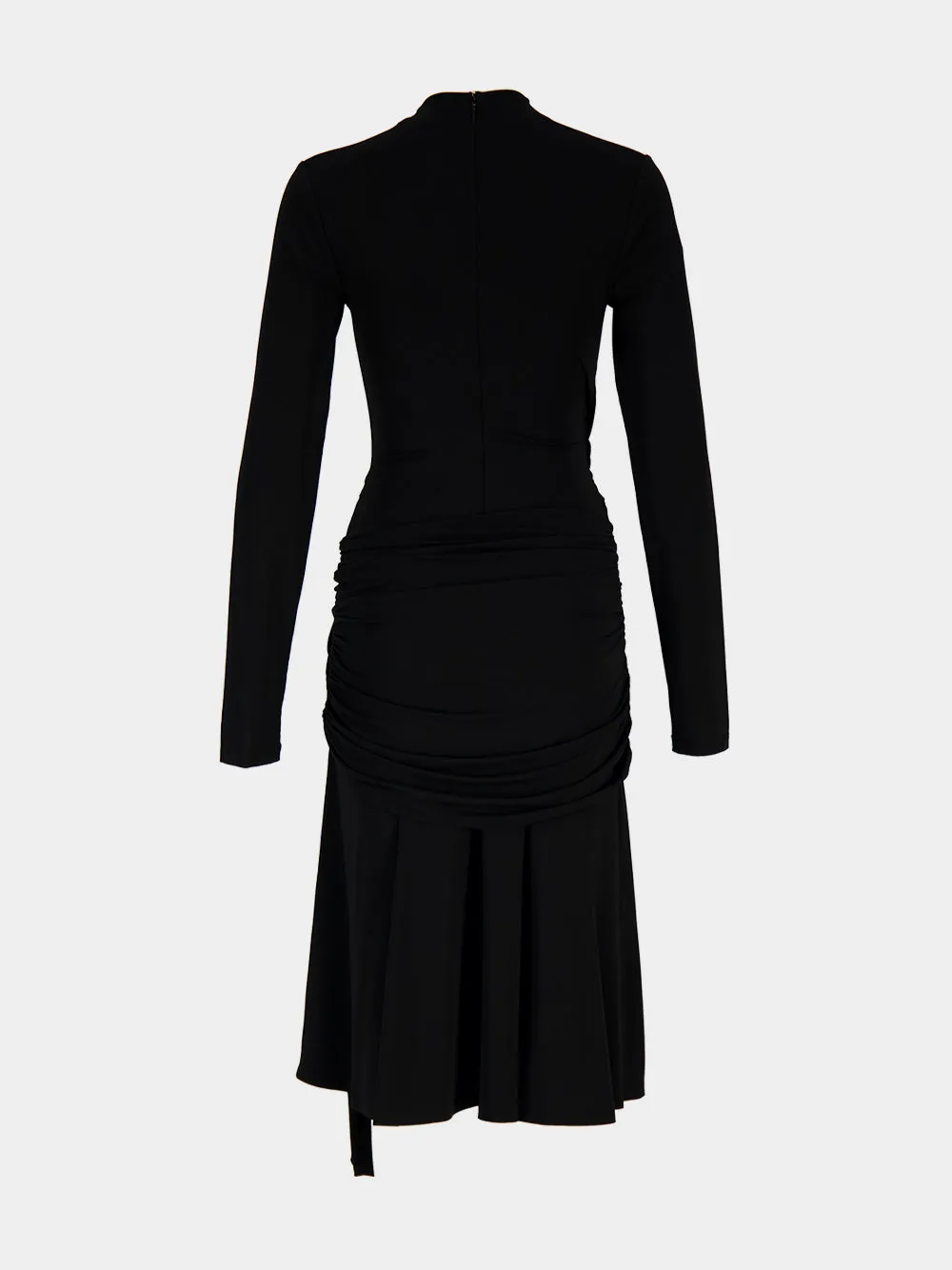 Black Gathered Waist Viscose Midi Dress sold by Fashion Clinic product image thumbnail 3