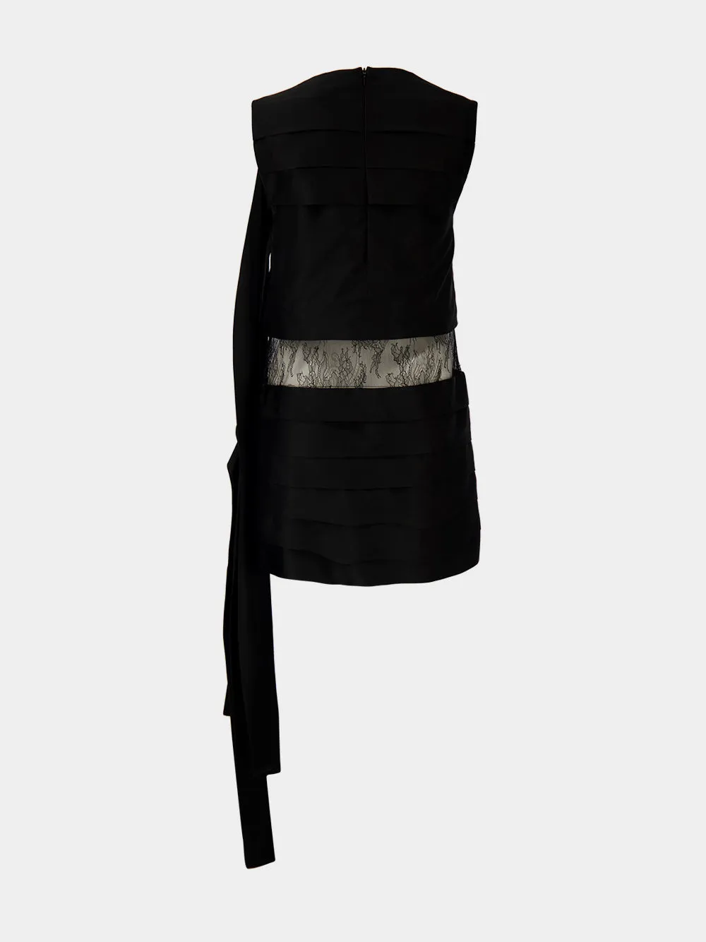 Black Silk Mini Dress with Lace Detail sold by Fashion Clinic product image thumbnail 4