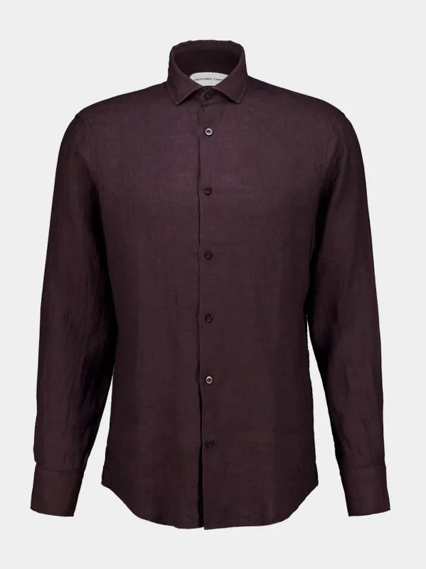 Cocoa Brown Antonio Linen Shirt made by Fashion Clinic