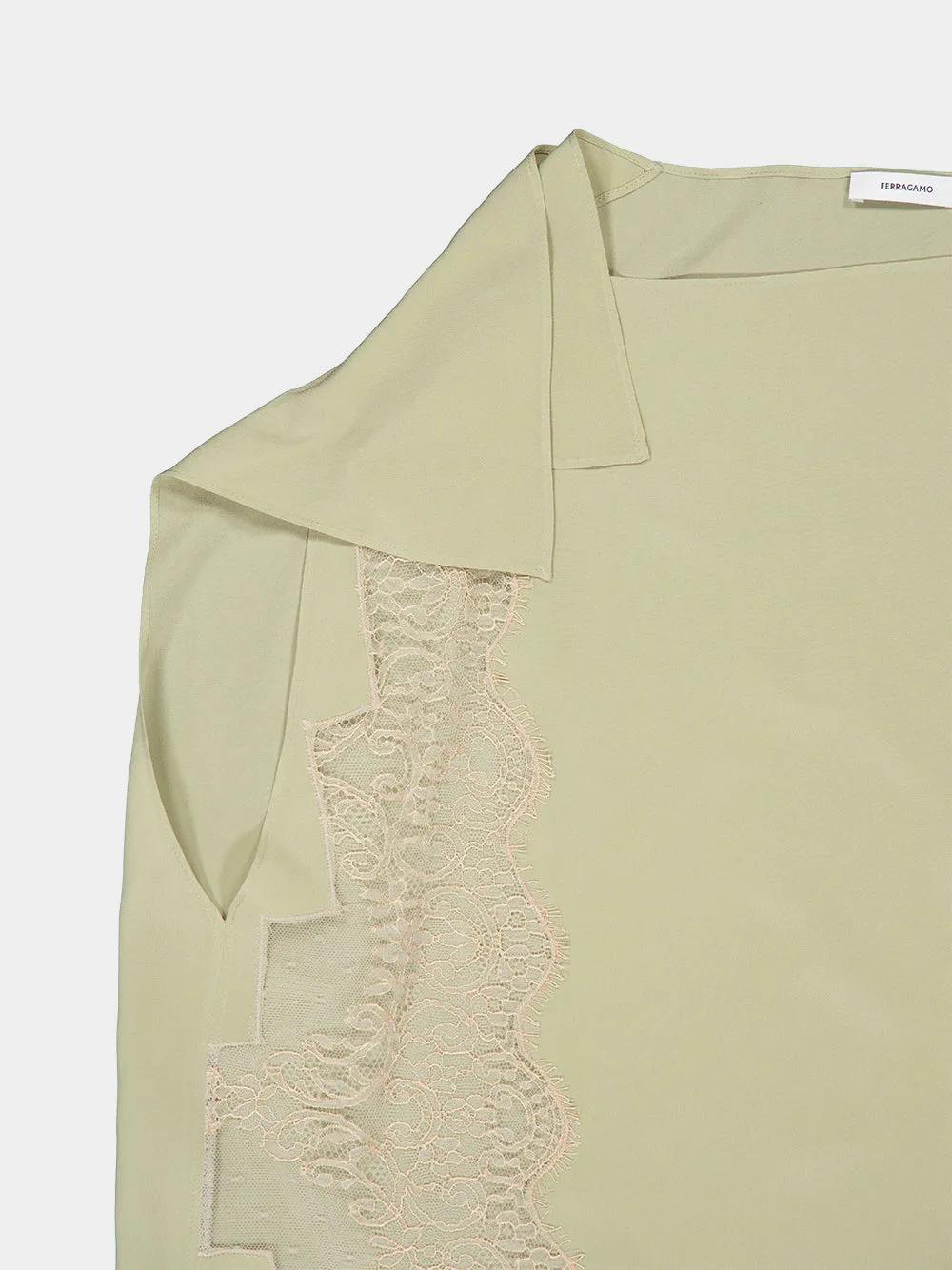 Burnt Sage Silk Lace Insert Top sold by Fashion Clinic product image thumbnail 4