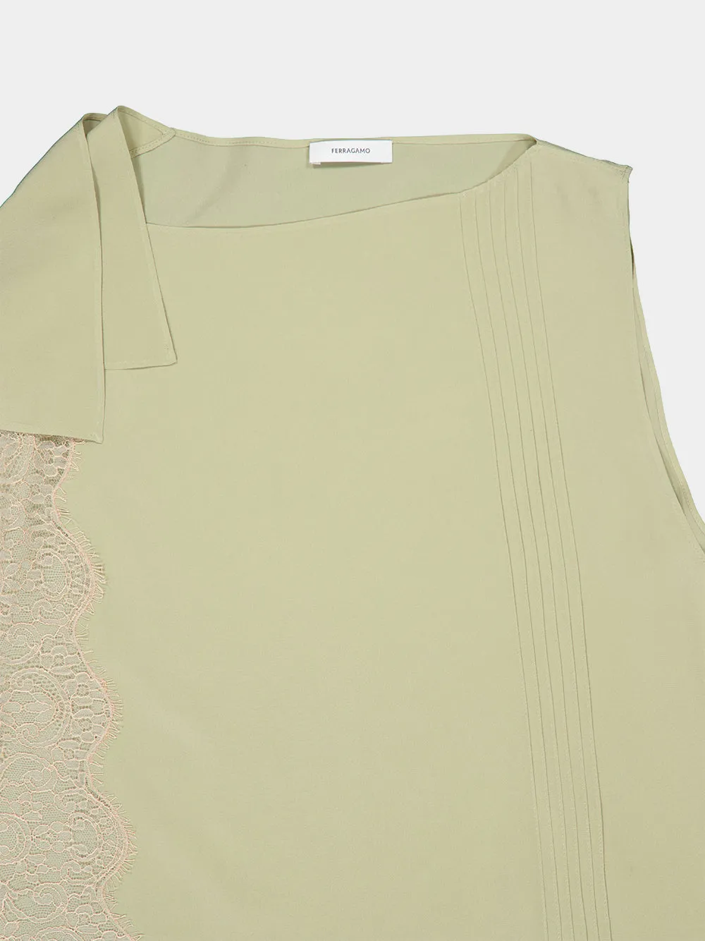 Burnt Sage Silk Lace Insert Top sold by Fashion Clinic product image thumbnail 3