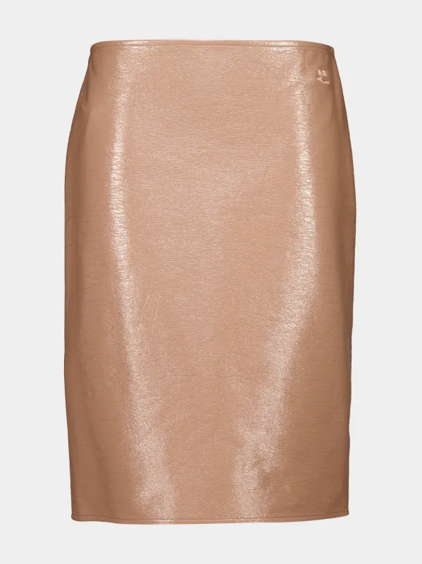 Bronzer Vinyl Knee-Length Skirt made by Courreges