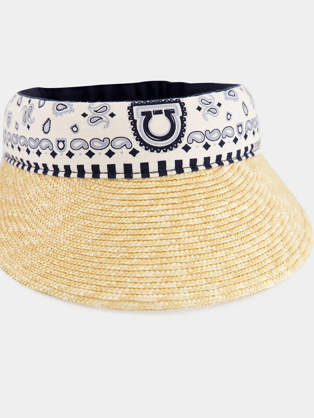 Sky Blue Arabesque Print Straw Visor sold by Fashion Clinic product image thumbnail 4