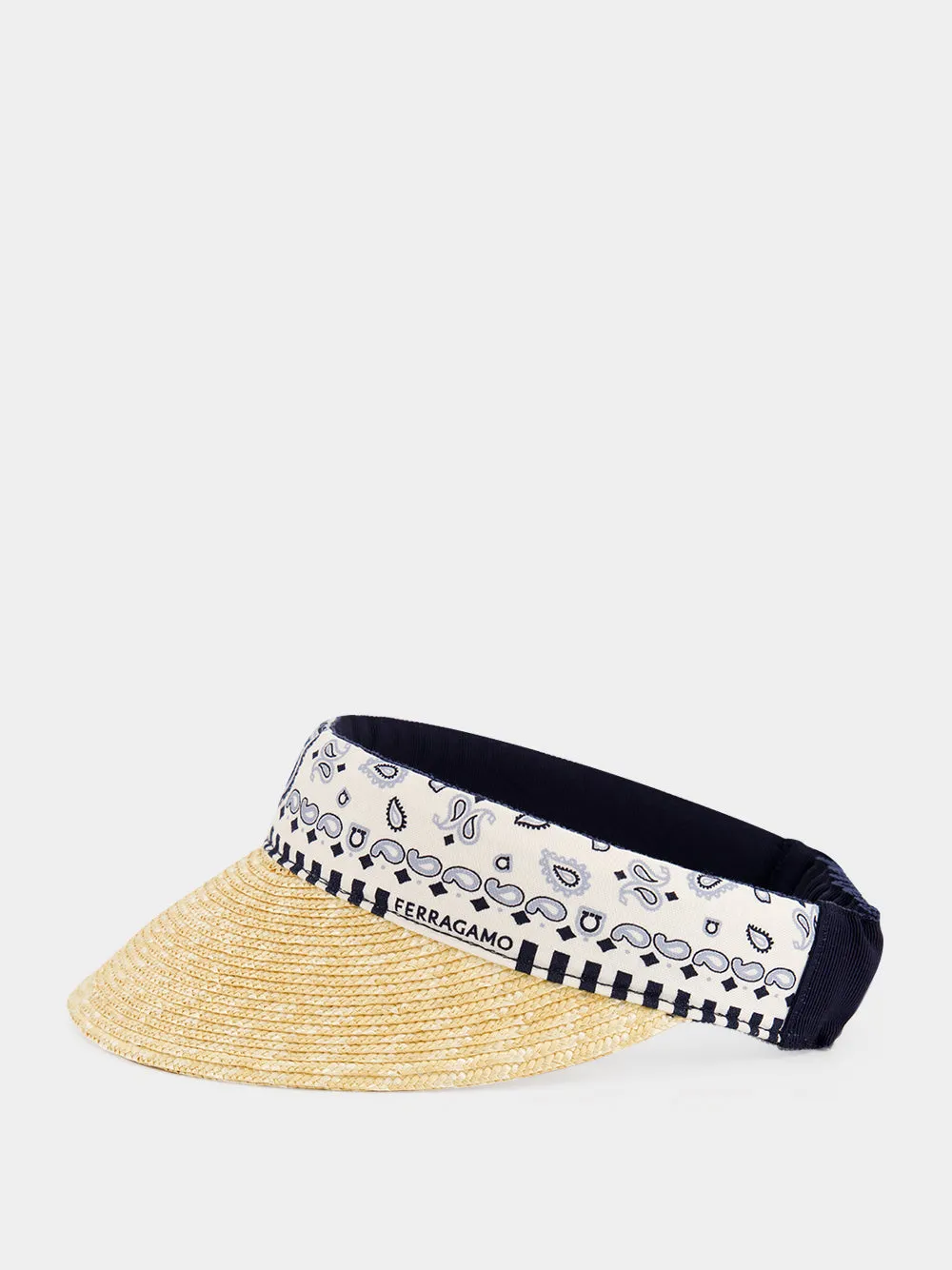 Sky Blue Arabesque Print Straw Visor sold by Fashion Clinic product image thumbnail 5