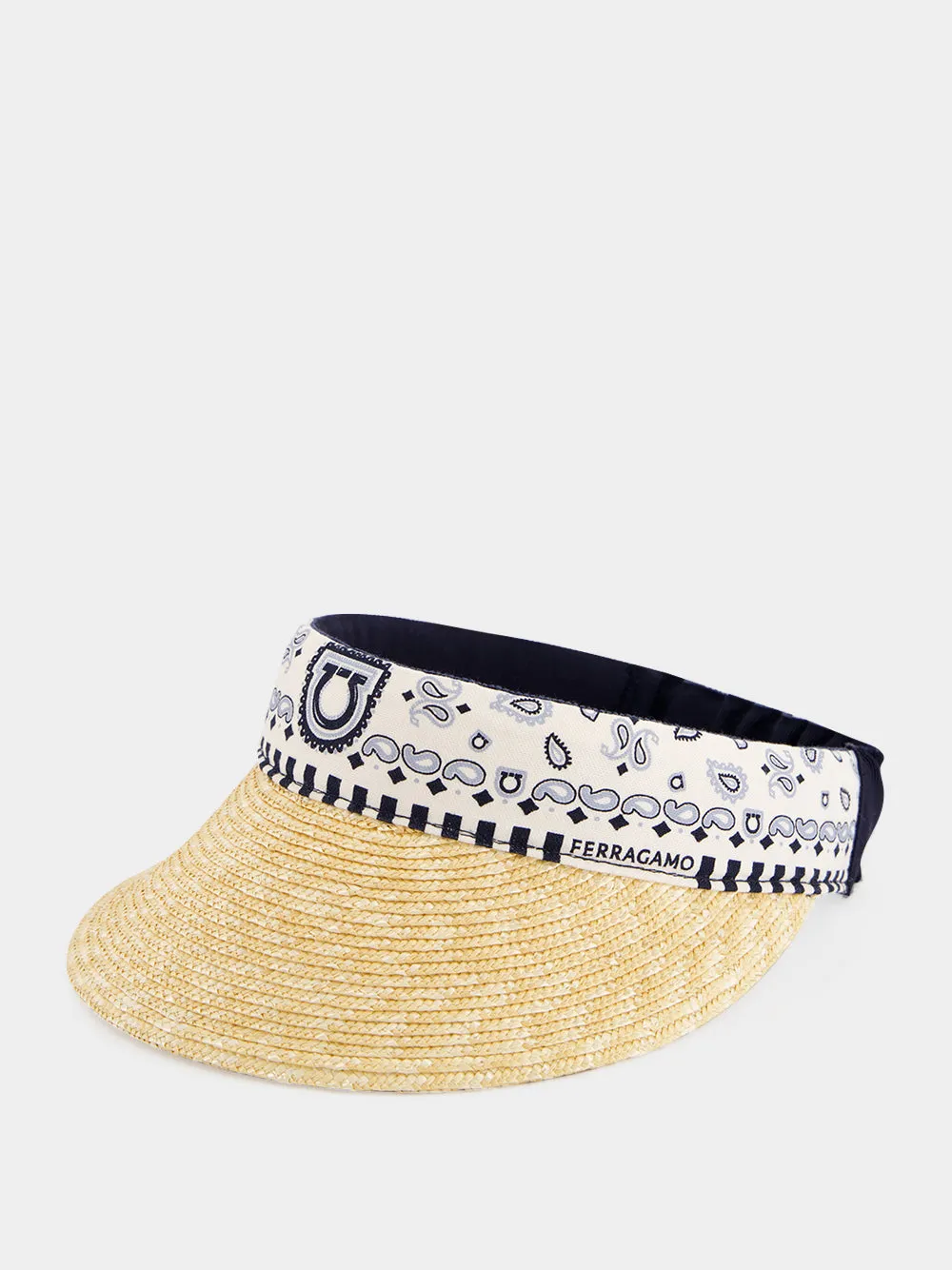 Sky Blue Arabesque Print Straw Visor sold by Fashion Clinic